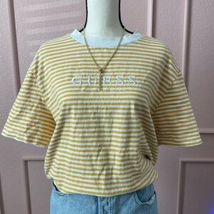 Vintage GUESS Yellow Striped Women's Top Size M